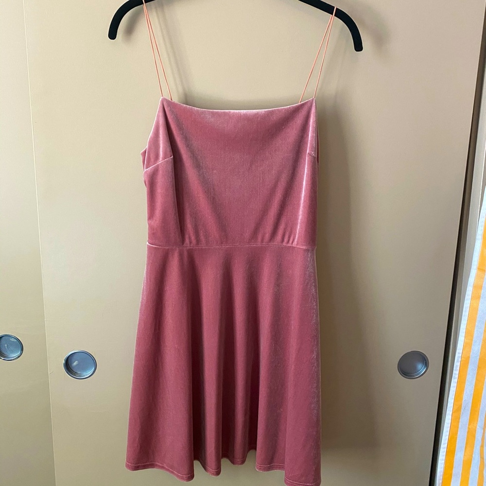 Urban Outfitters Pink Velvet A-Line Dress